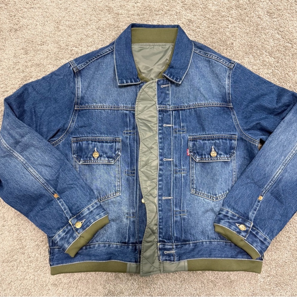 Levi's Blue Denim Jacket with Olive Details